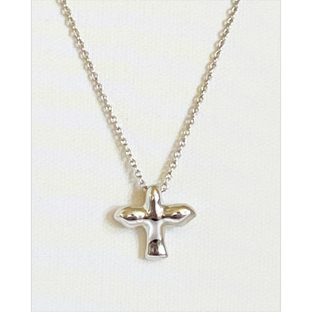 TIFFANY & CO Dove Bird Cross Sm Pendant Necklace 16" Sterling Silver Pouch & Box - Picture 10 of 11